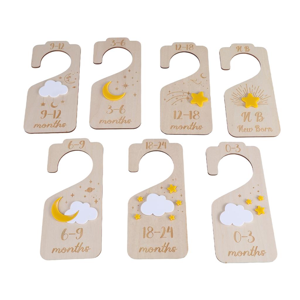 Pack of 7 Baby Closet Organizers Wardrobe Infant Clothes Wood Divider Panels Nursery Wardrobe Separators for Household