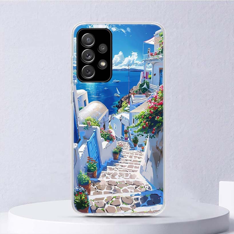Greece In Summer Santorini Soft Case For Samsung Galaxy A17 A16 A26 A36 A56 A15 A14 A13 A55 A54 A53 Phone Cover A25 A35 A24 A34