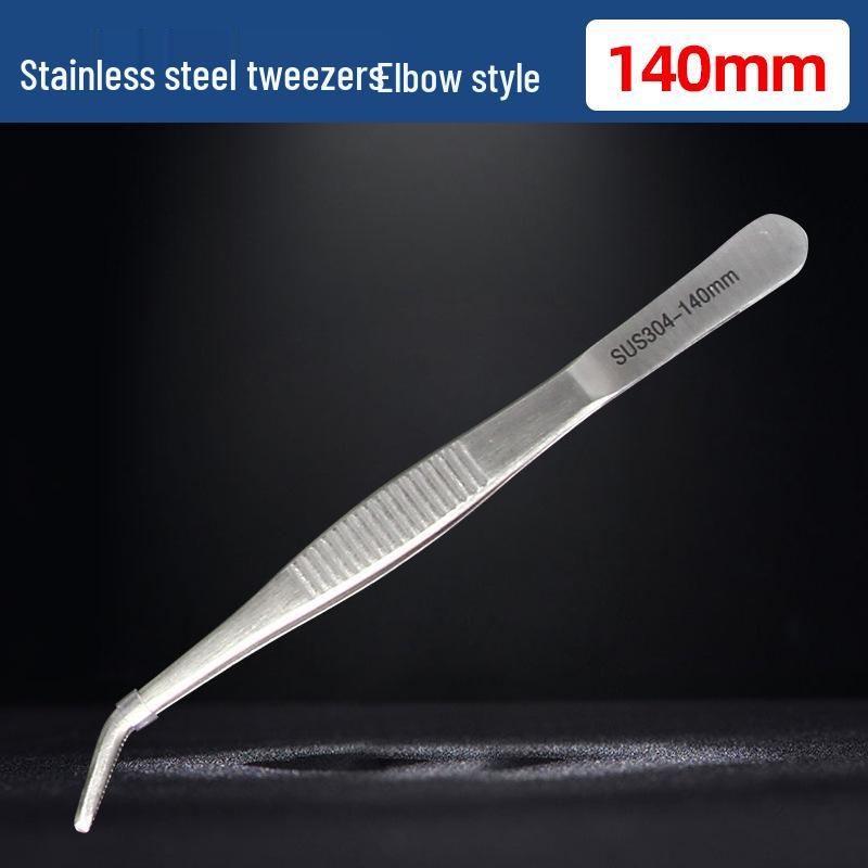 Extra Long 304 Stainless Steel Bent Tip Tweezers - Anti-Static Gardening & Planting Tool