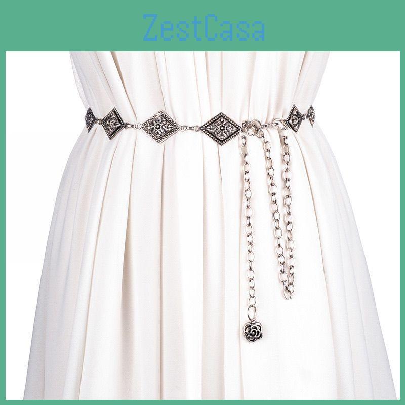 Fashionable Vintage Silver Chain Waist Belt With Floral Design For Women 2023 Trend