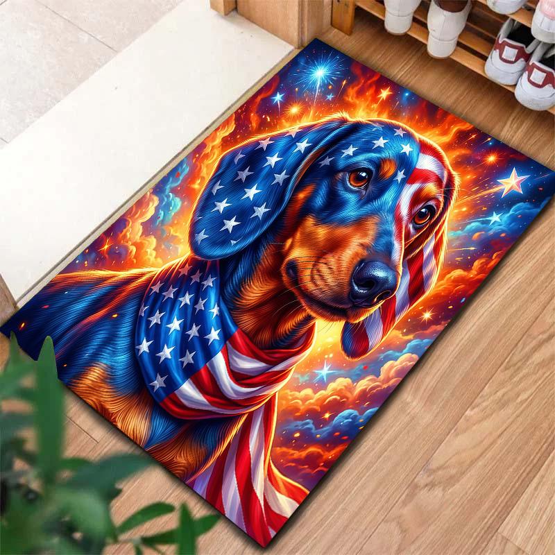 American Flag Dog SkullPattern Square Carpet,Area Rug,Carpet Rug for Living Room Bedroom Sofa Playroom Decor,Non-slip Floor Mat,Holiday Birthday Gifts