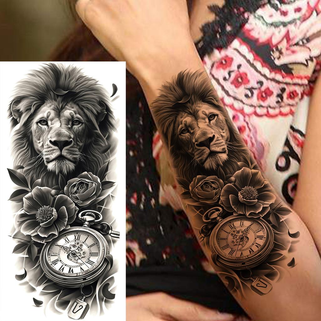 1 Sheet Realistic Fake Tiger Temporary Tattoos Sticker For Men Women Adults Water Transfer Transferable Tattoo Sleeve Waist Arm