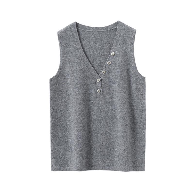 2025 Autumn/Winter French V-neck Sleeveless Slimming Cashmere Knit Vest