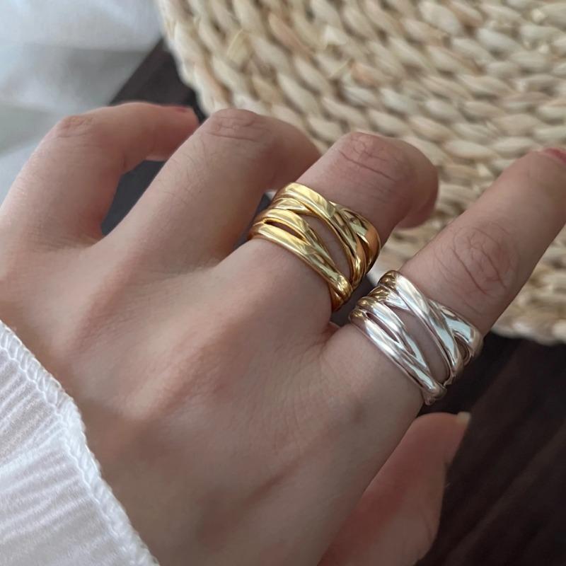 Open Rings for Women Men Fashion Couple Handmade Irregular Lines Ring Party Jewelry Prevent Allergy Gift