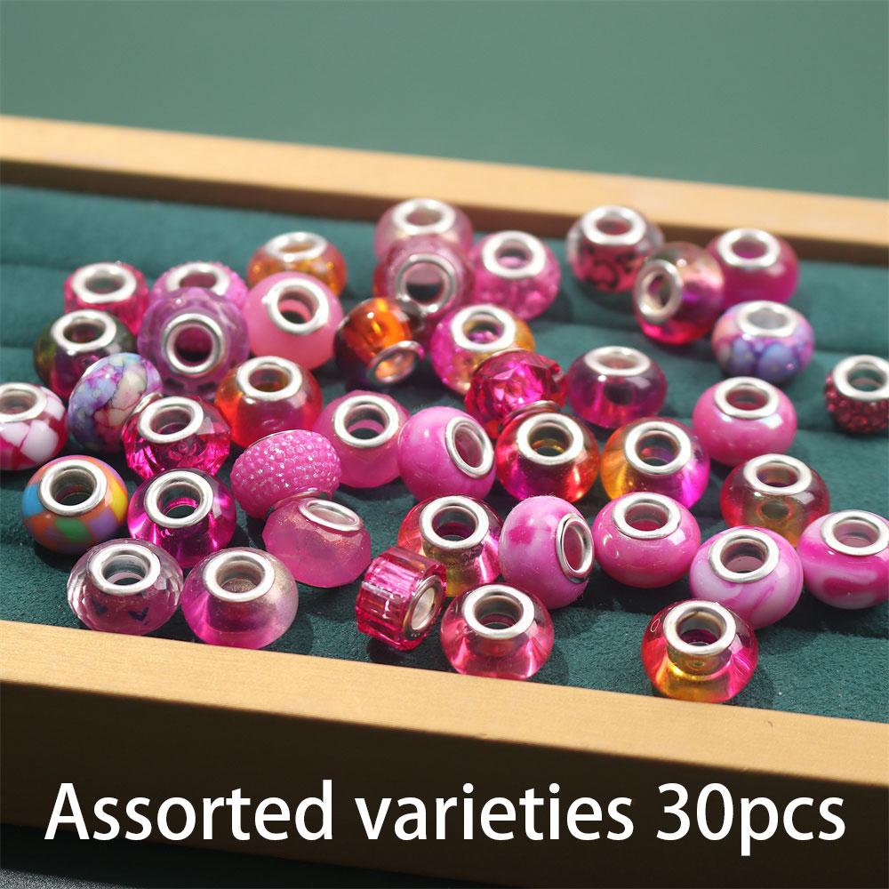 

30/50/100pcs resin European craft large hole bead rose red spacer bead - suitable for DIY keychains, necklaces, bracelets, and jewelry making 30pcs розы красного