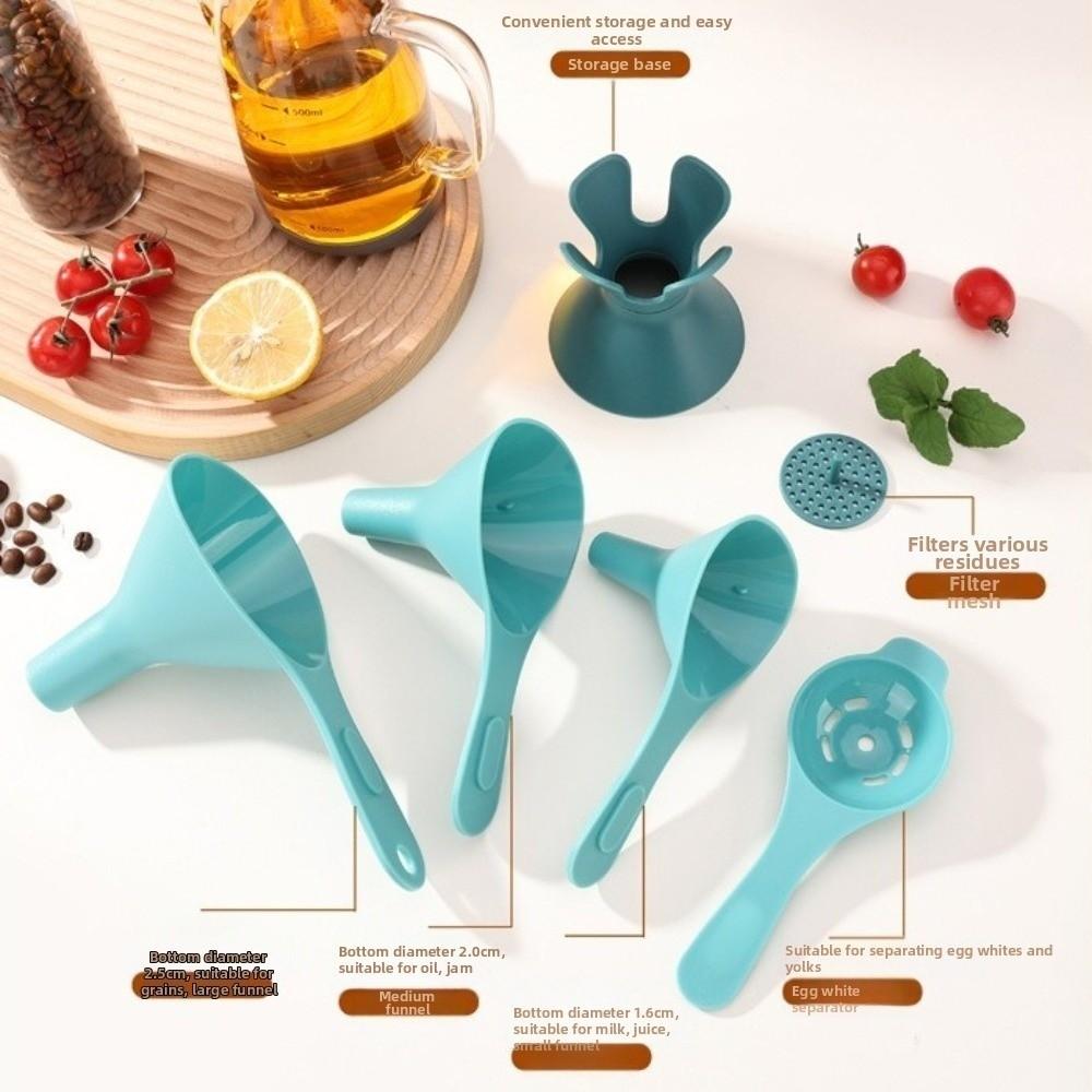 6 in-1 Kitchen Funnel Set BPA-Free Large Opening Oil and Wine Funnel Kit with Filter Strainer Food Grade Plastic