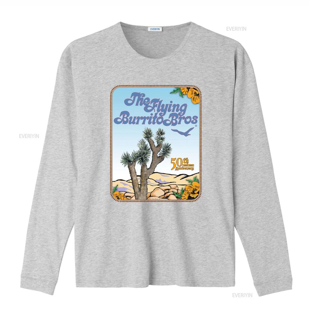 Vintage Retro Flying Burrito Bros th Anniversary Desert Joshua Tree Print Casual T Shirt vintage Washed Breathable Versatile