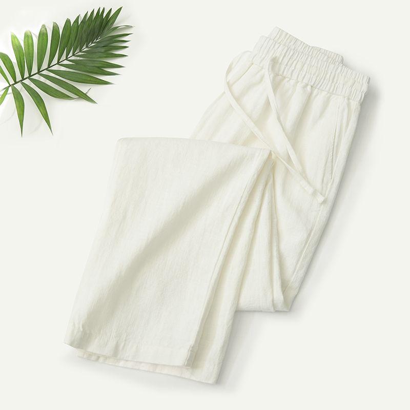 Herren Japanische Retro Leinenhose - Leicht, Atmungsaktiv, Lockeres Gerades Bein, Baumwollmischung, Lässige Lange Hose, Übergröße Verfügbar