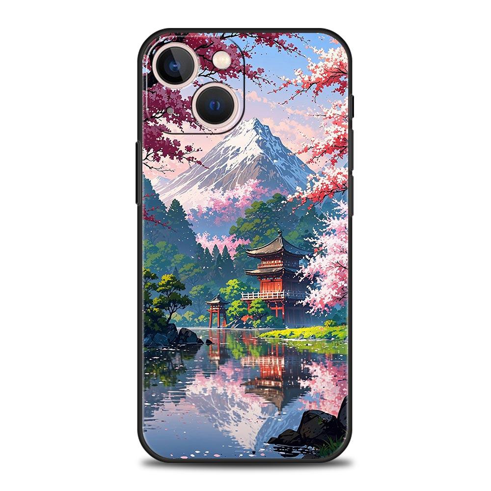 

Japanese Anime Landscape Art Phone Case For iPhone 16 13 15 14 12 11 Pro MAX XR X SE XS 7 8 Plus Soft TPU Shell Cover iPhone 12 Pro