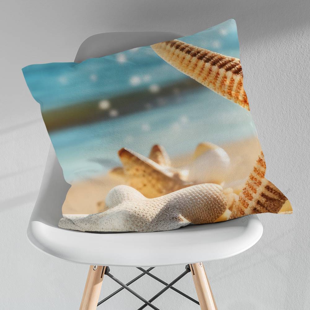 Sunset Beach Shells Starfish Pillow Case For 30x30cm45x45cm55x55cm For Home Bedroom Decoration And Protector