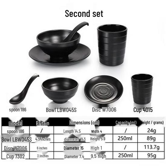 Melamine Retro Tableware Set: 4-Piece Bone Dish, Bowl, Cup, Plate for Restaurants & BBQs