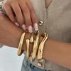 Punk Style Metal Smooth Water Drop Bracelet, Fashionable Irregular Wave Spring Open Bracelet