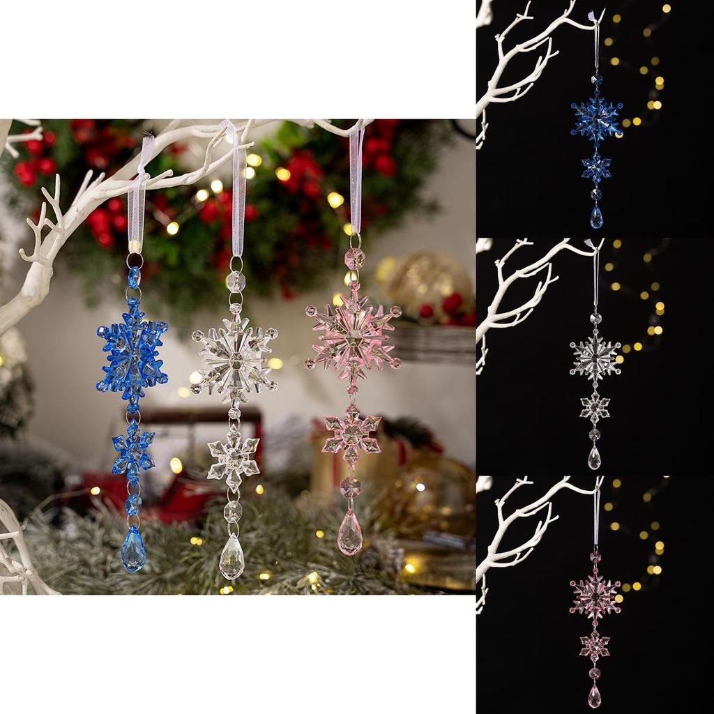 Acrylic Christmas Snowflake Ornament Double Layer Ice Crystal For Holiday Decor