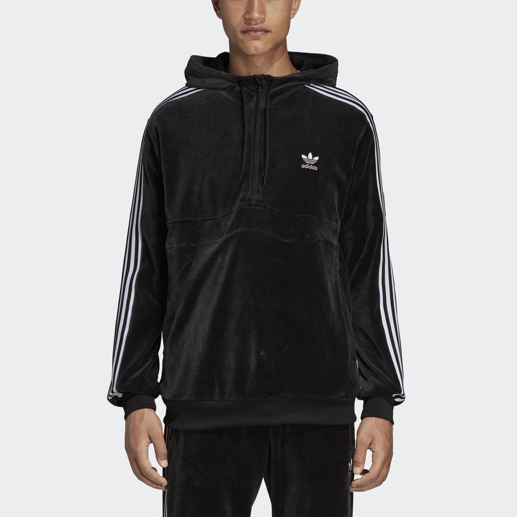 Adidas Originals Cozy Half-Zip Hoodie Pullover Sweatshirt Men Tops Black DX3625