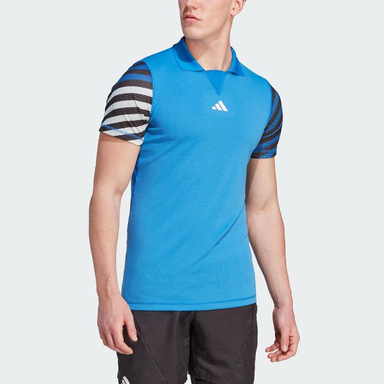 Adidas Heat.Rdy Freelift Pro Striped Color Block Tennis Polo Shirt Men Polo Shirts Air-Force-Blue HY5872