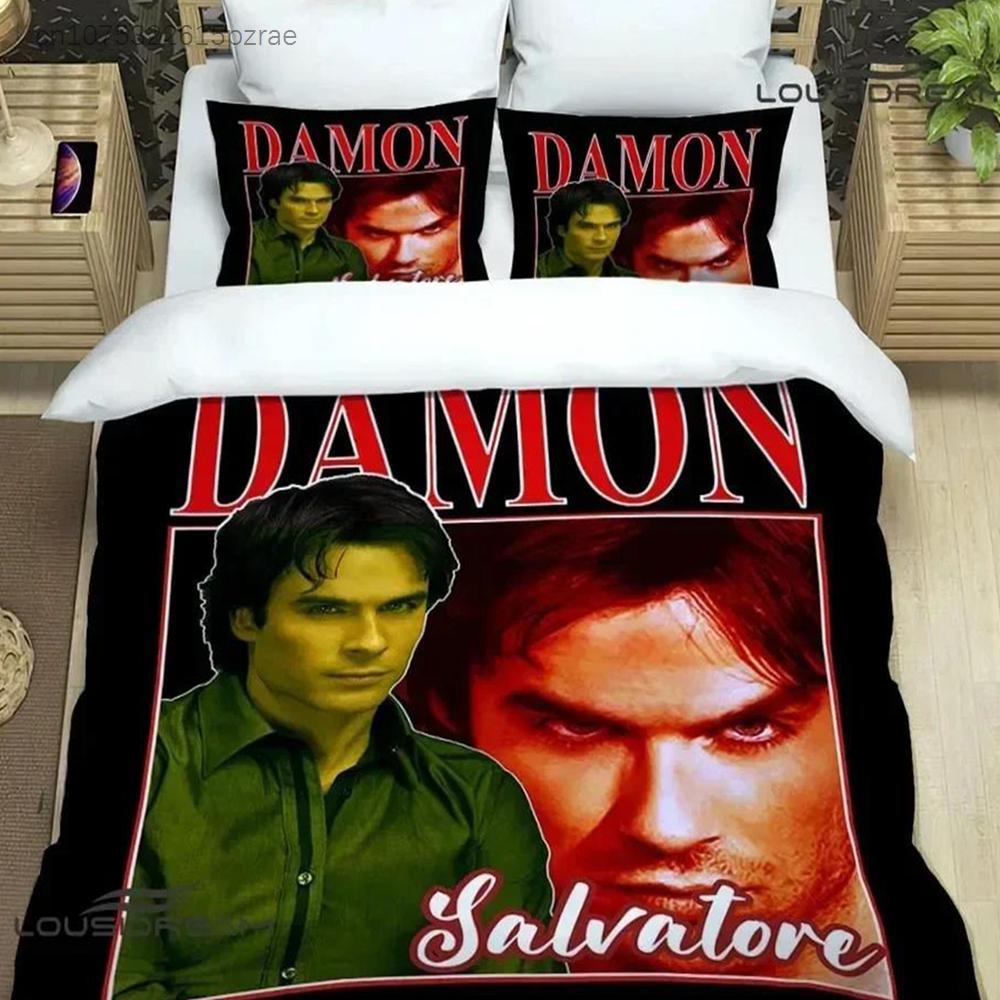 The Vampire Diaries Damon Salvatore Bedding Sets Exquisite Bed Supplies Set Duvet Cover Bed Comforter Set Bedding Birthday Gift