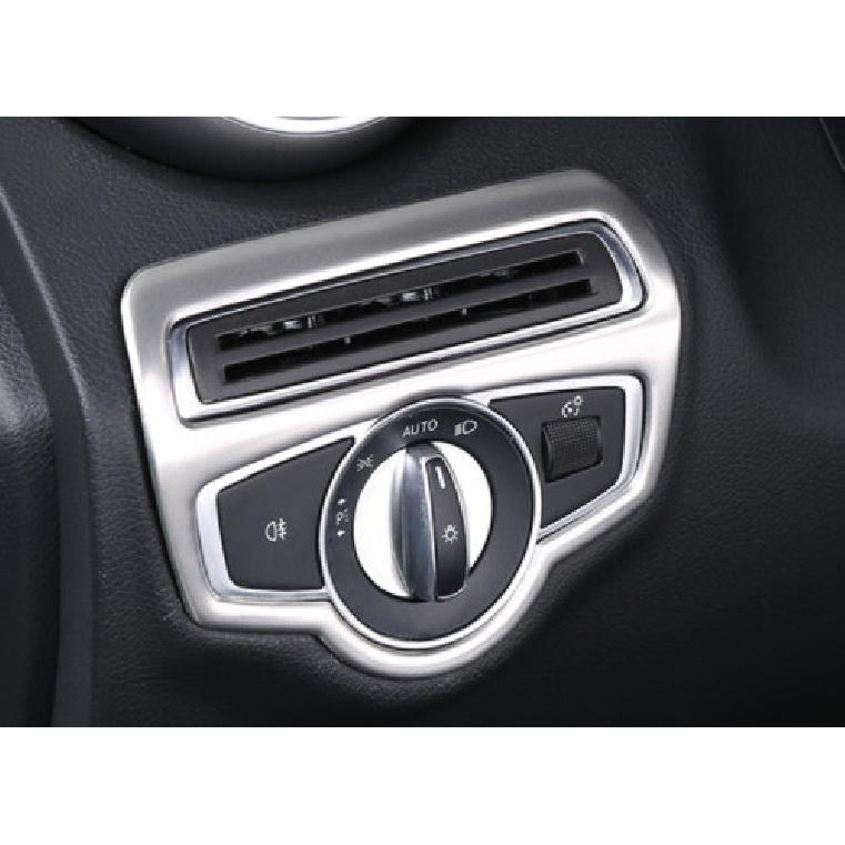 2016- Fit For Benz GLC X253 Headlight Switch Control Frame Silver Steel Trim