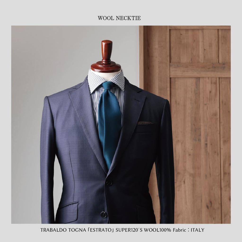 [Y&TAILOR] Wool Necktie, 6 Colors, Solid Color, TRABALDO TOGNA, Luxury Brand, Stylish Gift (Turquoise)
