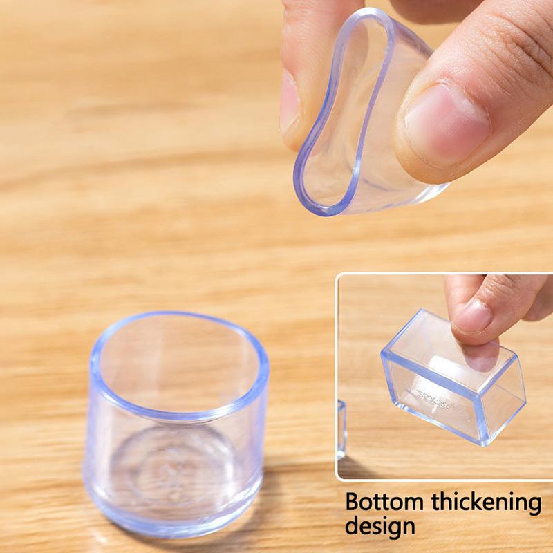 4Pcs/Set 20*30mm Rectangular Furniture Leg Covers Caps Clear Rubber Table Feet Pads Chair Leg Floor Protectors