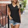 Women's V-neck T-shirt Casual, Fashionable, Sexy, Comfortable Solid Color V-neck Hole Cool Loose Short Sleeve Tops