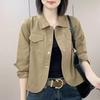 Women's Polo Collar Thin Workwear Jacket - Fashionable, Versatile, Loose Fit Short Top