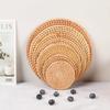 HEMU Woven Rattan Tea Cushion Round Natural Rattan Cup Mat Coasters Hand Woven Hot Insulation Placemats Table Padding Kitchen