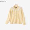 ZANZEA Oversized Women Long Sleeve Buttons Up Lace Casual Loose Knitted Sweaters Cardigan