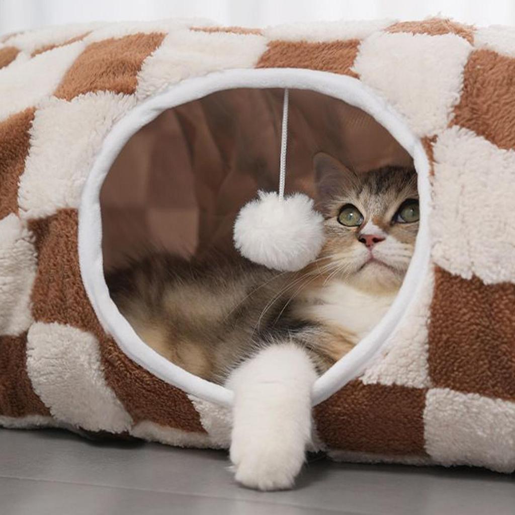 Cat Tunnel Bed With Ball Removable Cushion Cute Cat Bed Tunnel Toys For Kitten Puppy Small Dog Bunny Pet Enrichment Indoor