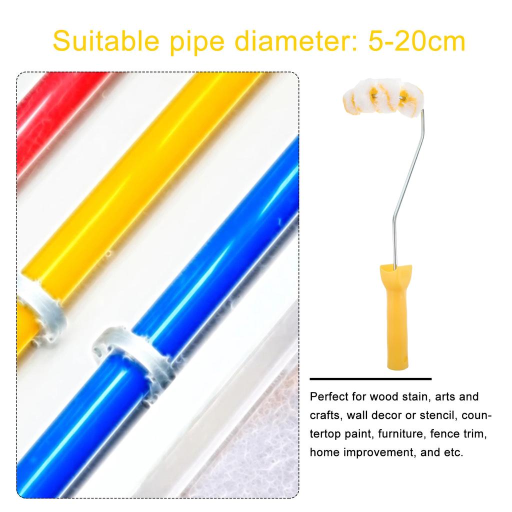 1Pcs Wheels Tube Roller Brush Paint Brush Set for Fences Furniture Pipes Tubing Fast Coverage Comfort Grip Efficient DIY