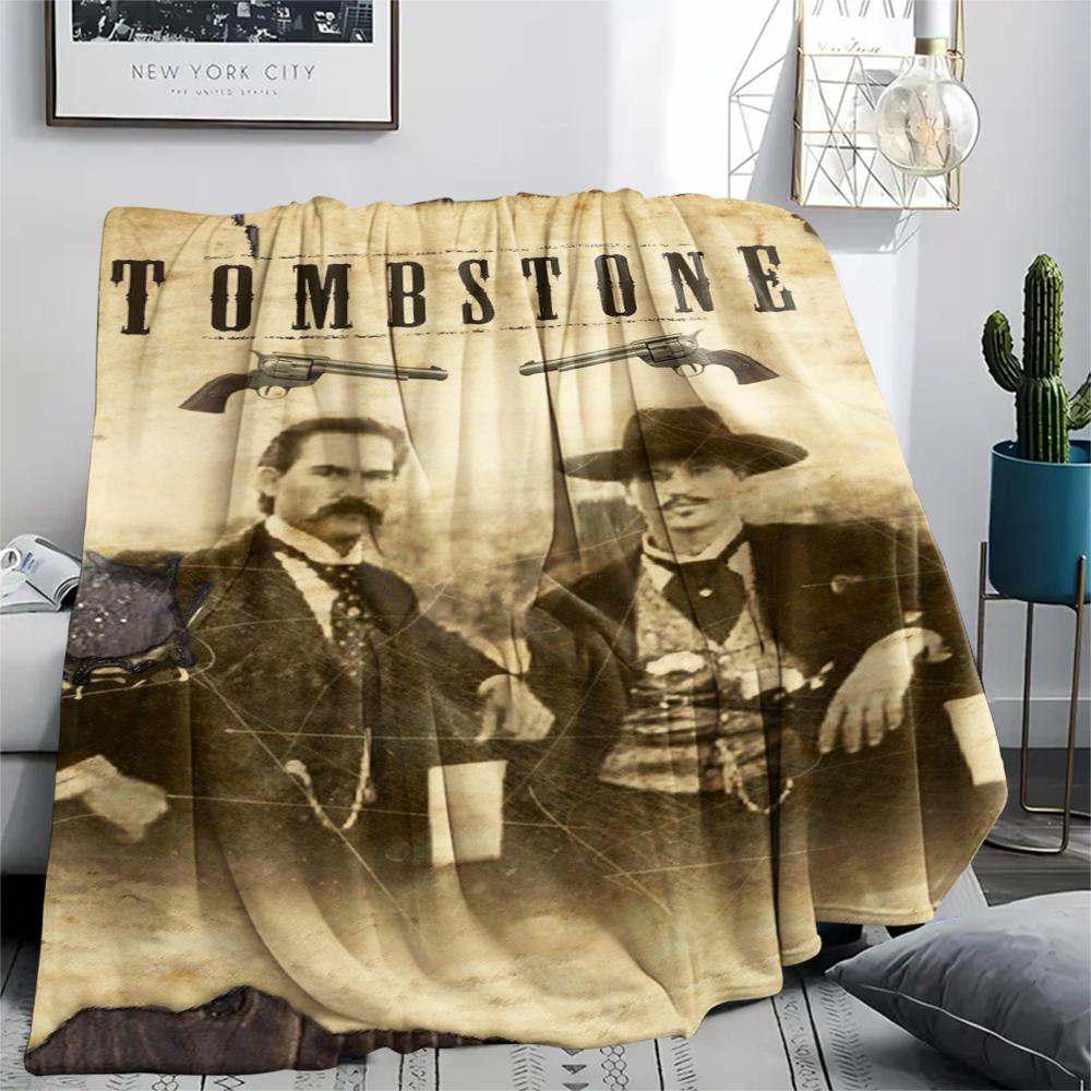1PC Tombstone Movie Print Flannel Blanket, High quality Comfortable for All Seasons, Home Decor, Warmth and Comfort, Perfect for Christmas Gifts225