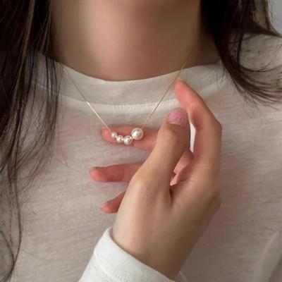 Women's Silver 925 Two-Color Unbalanced Pearl Necklace