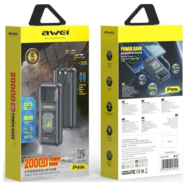 PowerBank AWEI P99K 20000mAh 22.5W Czarny
