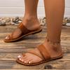 2025 New Summer Solid Color Flat Sandals Open Toe Outdoor Flip Flops Slippers Casual Beach Women's Shoes Plus Size Shoes
