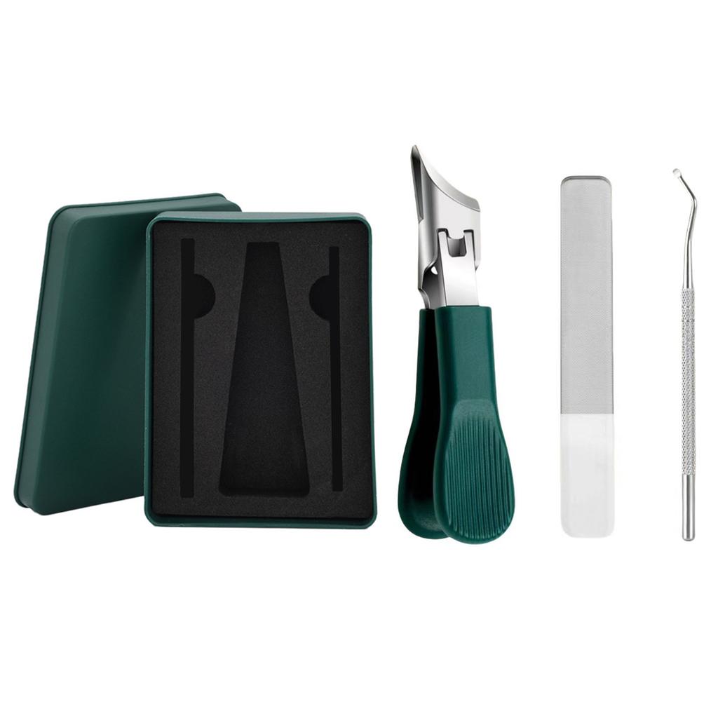 3-częściowy zestaw obcinaczek do paznokci z szerokimi szczękami i skośnym ostrzem, z konstrukcją zapobiegającą rozpryskiwaniu, ergonomicznym uchwytem, odpowiedni do grubych paznokci u stóp, dla mężczyzn i kobiet