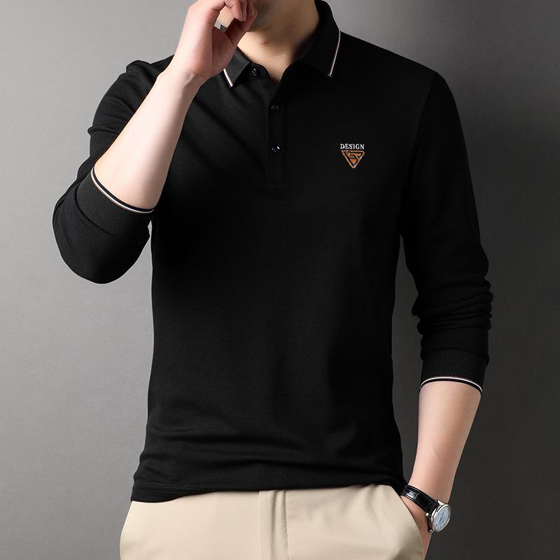 Primăvară și Toamnă Nou Casual Bărbați Tineri și de Vârstă Mijlocie Largi Topuri Culoare Solidă Polo pentru Bărbați