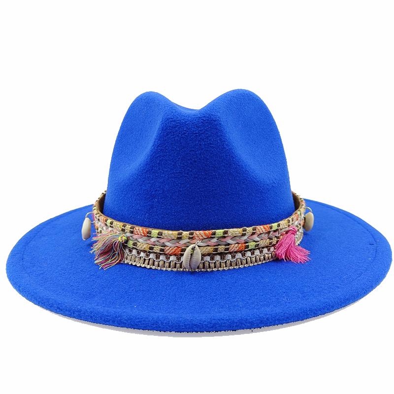 Fedora New 2023 Latest Monochrome Hat Gradient Fashion Blue Jazz Hat Fedora Double Sided Winter Hat