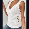 Spring and Summer European and American Fashion Women's Sexy Slim Fit Solid V-neck Short Sleeve T-shirt Casual Women's Wear