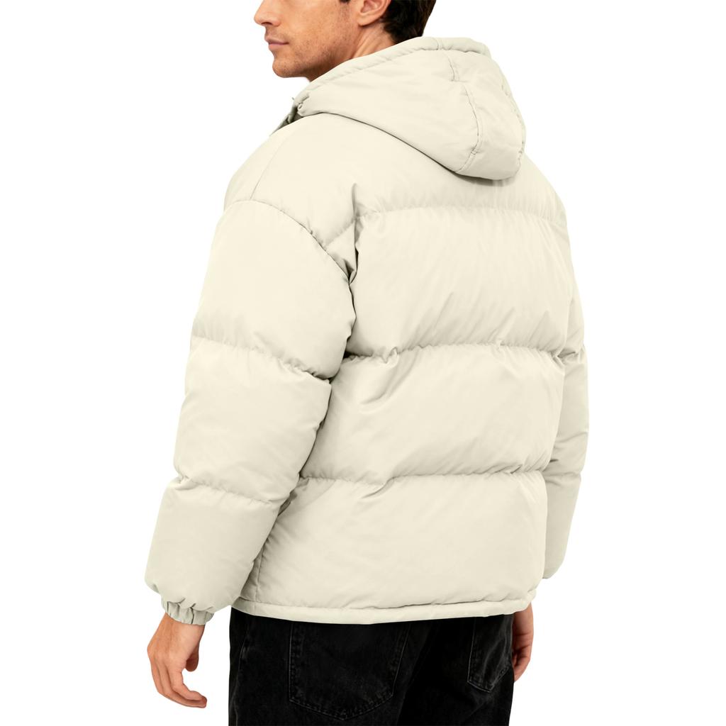 Herren Oversized Casual Daunenjacke mit langen Ärmeln und Kapuze