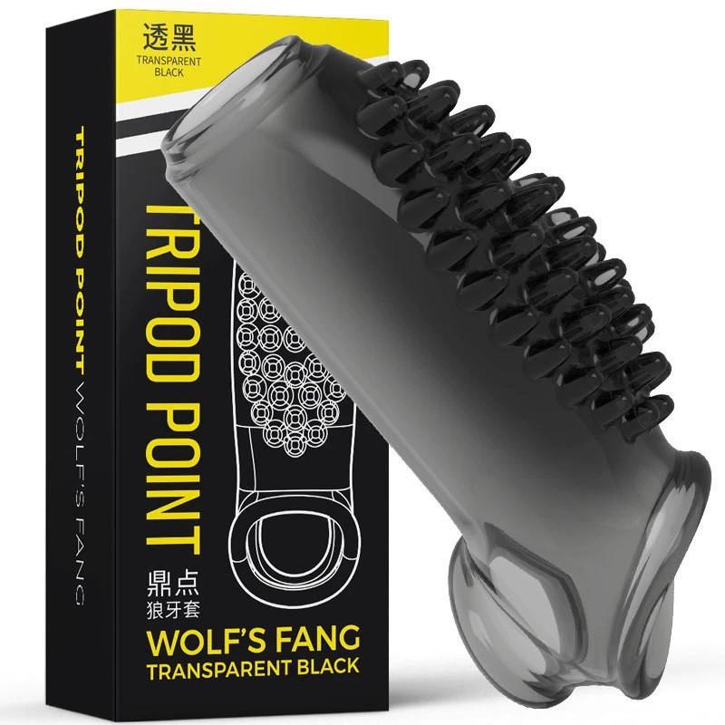 Wolf Penis Sleeve Penis Extender Cover Penis Enlargement Condom Delay Ejaculation Particle Stimulation Gay Sex Toys For Men 18+