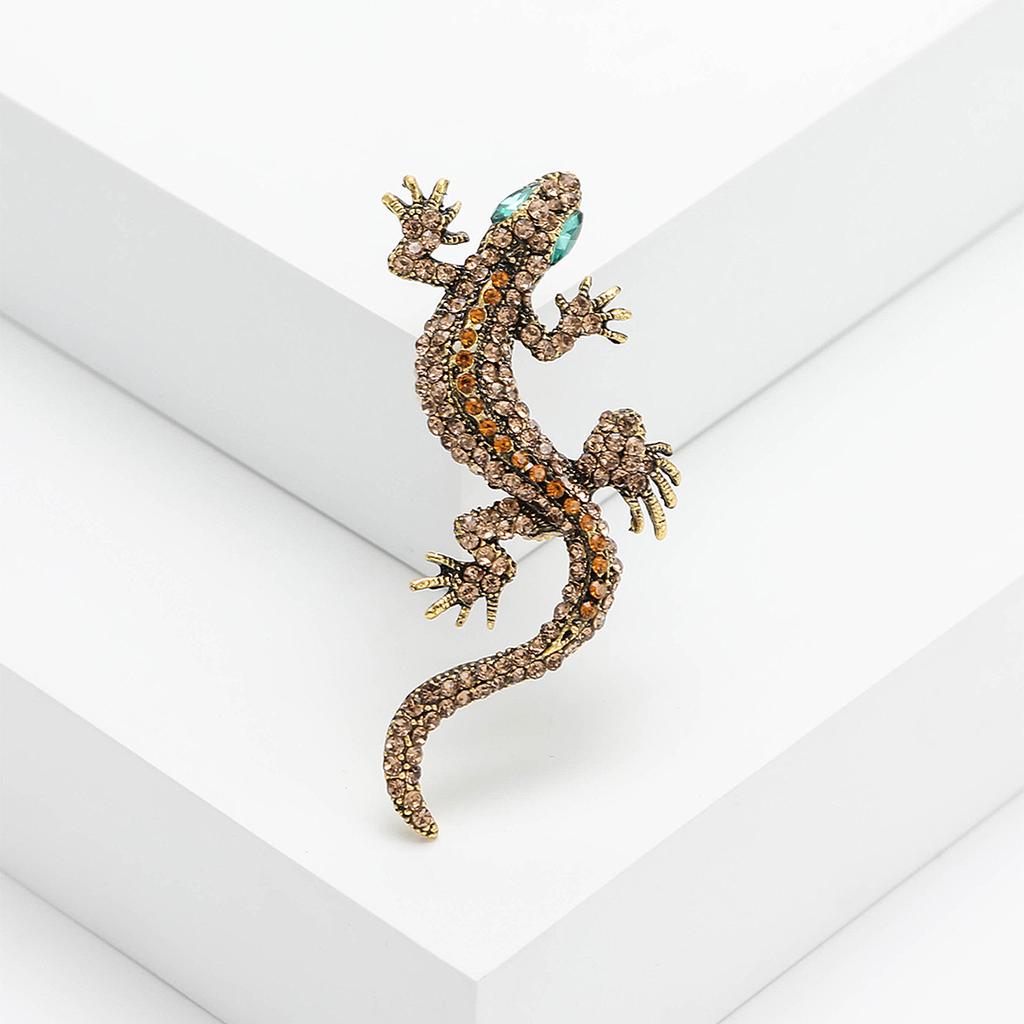 Personality Exaggerated Versatile Alloy Diamond Gecko Brooch Fashion Trend Animal Pin