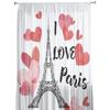 Red Love Eiffel Tower Tulle Curtains For Living Room Decoration Modern Chiffon Sheer Voile Kitchen Curtain