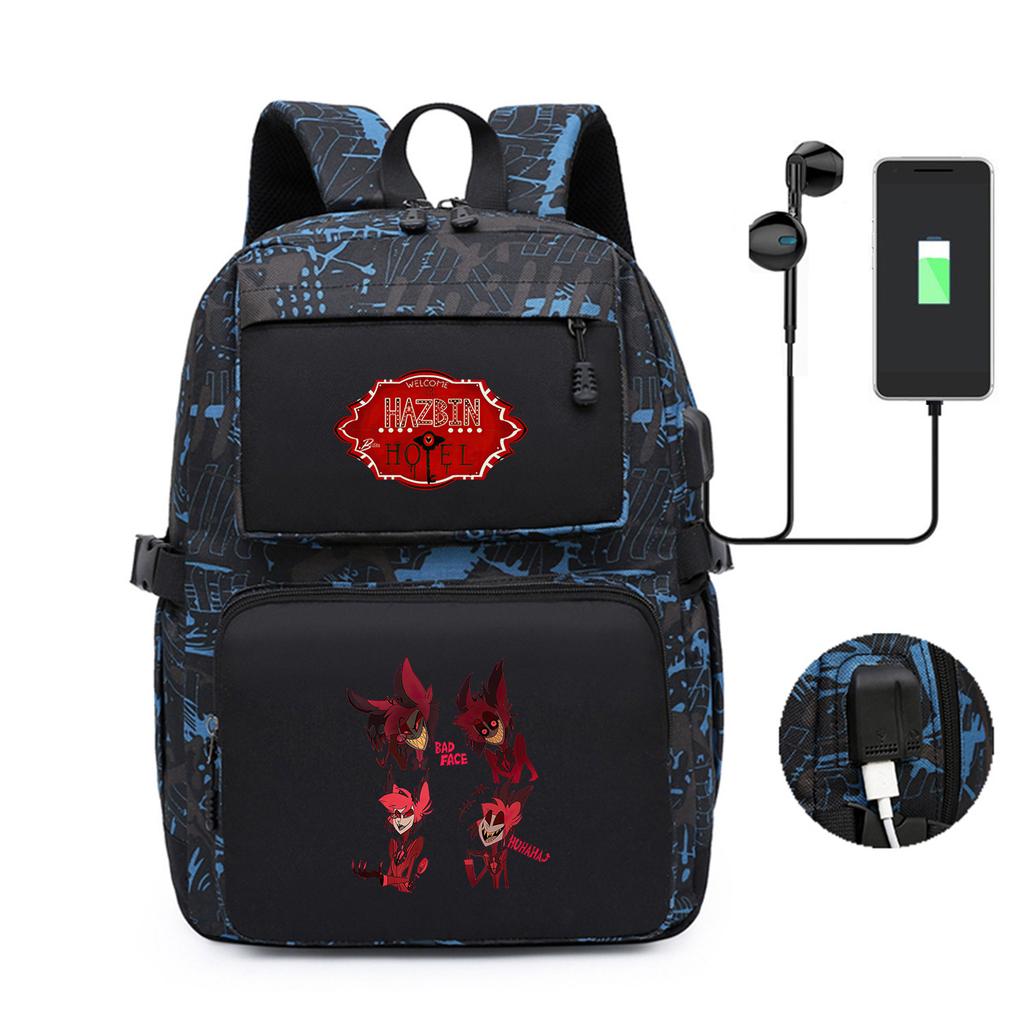 Hell Inn Peripheral Printed Backpack Youth Student School Bag Usb Computer Bag Backpack Men And Women