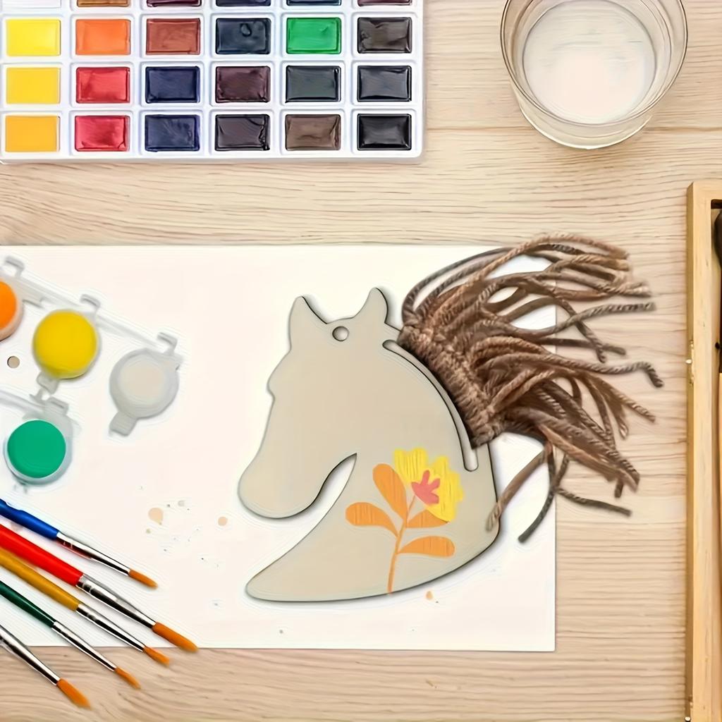 20pcs Horse Head Wooden Decorations -Artificial Horse-Shaped Hanging Ornaments with Horse Heads for DIY Crafts,Wedding,Valentine