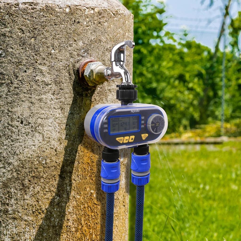 Two Outlets Garden Digital Electronic Water Timer Solenoid Valve Garden Irrigation Controller for Garden,Yard