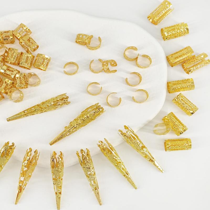 Alloy Gold Silver Braid Hair Ring Dreadlock Hair Ring Hippie Style Hair Accessories Loc Hair Jewelry For Braids For Girls Women