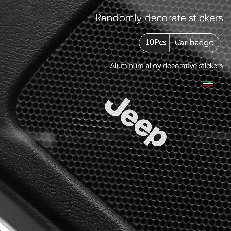 For Jeep Grand Cherokee Wrangler JK Gladiator Compass Renegade Patriot Liberty 10Pcs Mini Aluminum Car Decorative Stickers AMR1
