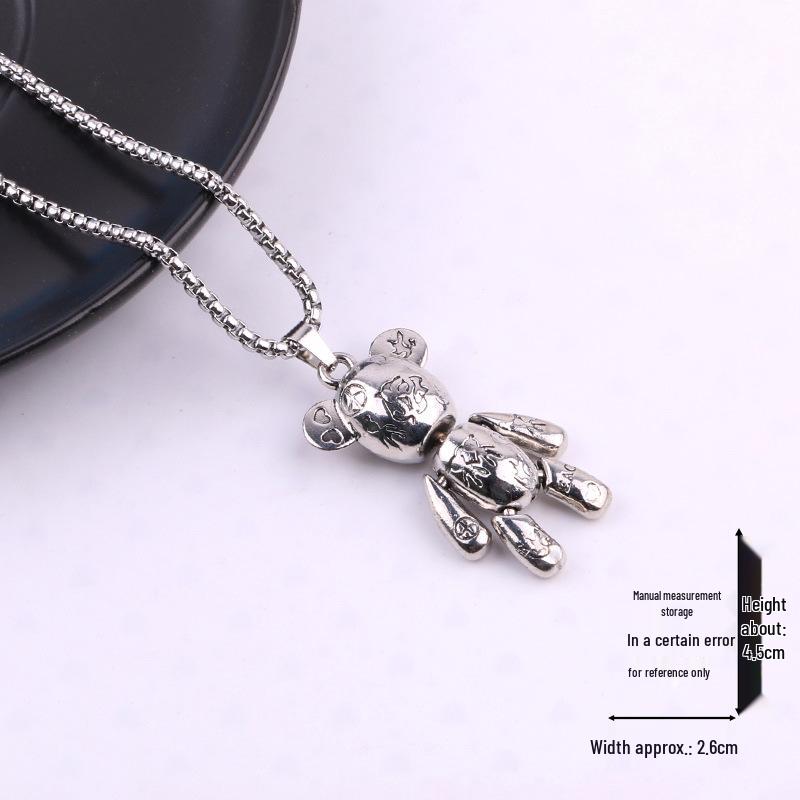 Creative Cartoon Bear Necklace with Movable Limbs - Zinc Alloy Pendant Jewelry
