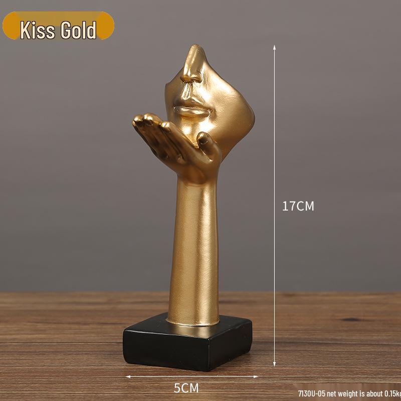 

Индивидуальная маска в стиле абстрактного искусства: Смоляная фигурка Молчание - золото для декора прихожей или шкафа