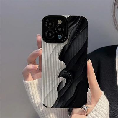 Retro Schwarz Weiß Stoßfeste Handyhülle für iPhone 16 15 14 13 12 11 Pro Max 14 15plus 7 8 Plus SE X XR XS Max Marmorierte Softcover