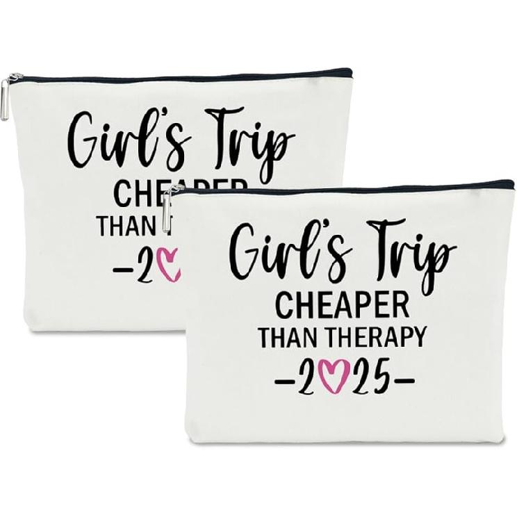 2 PCS Travel Gifts for Women Girls Trip Gifts Girls Weekend Gifts Girls Trip Gifts Favors Makeup Bag Weekend Bags for Women Friend Sister Traveler